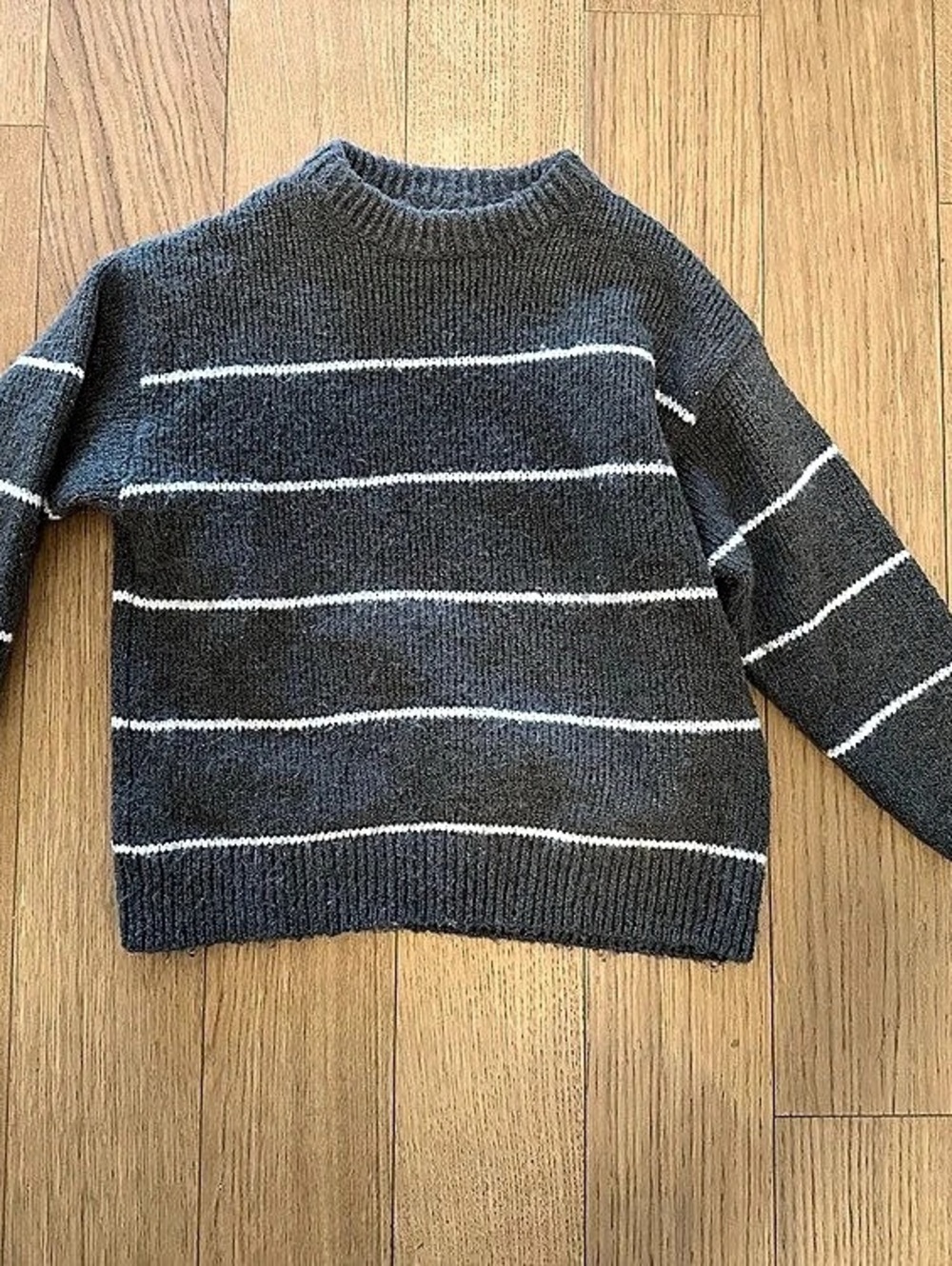 Zara Girls Striped Sweater Dark Green Size 9-10Y